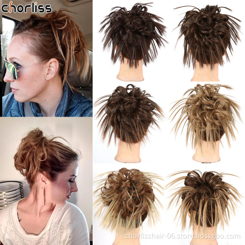 Factory Price Top Quality Chorliss For Black Women Bangs Hair Wave Buns In Synthetic Curly Chignon Drawstring Hair Pieces